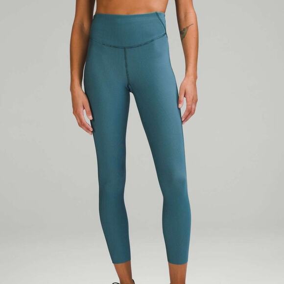 Lululemon Base Pace HR Tight 25" Two-Tone Ribbed Green Jasper/ Blue chill 14 NWT - Picture 2 of 10